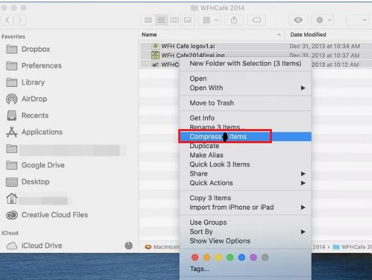 how to make a zip file on a mac
