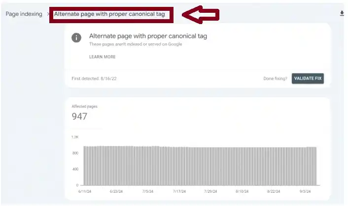 Alternate Page with Proper Canonical Tag