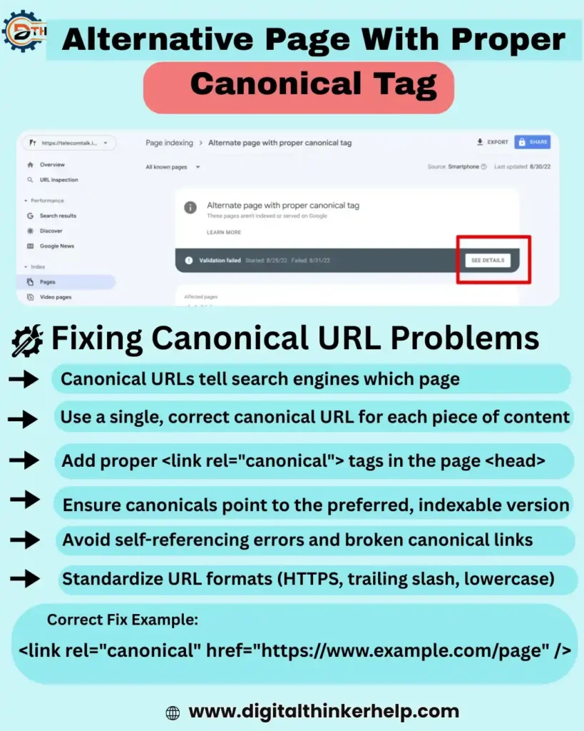 Alternate Page with Proper Canonical Tag – How to Fix